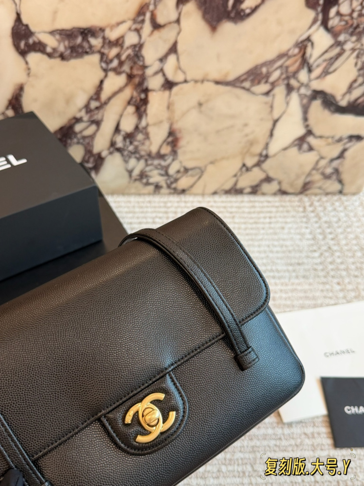Chanel Preppy Coco Flap Bag AS4360 Black Caviar Leather Gold Hardware Underarm Shoulder Bag 