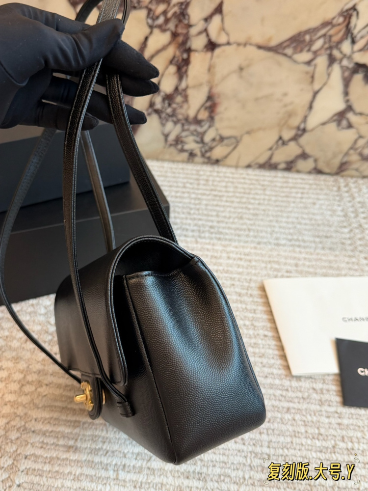 Chanel Preppy Coco Flap Bag AS4360 Black Caviar Leather Gold Hardware Underarm Shoulder Bag 