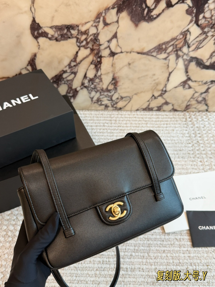 Chanel Preppy Coco Flap Bag AS4360 Black Caviar Leather Gold Hardware Underarm Shoulder Bag 
