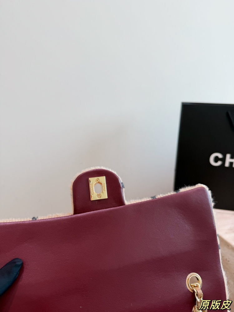 Chanel 26A Leopard Print Plush Polka Dot CF Chain Bag Faux Fur Gold‑Tone Hardware Chain Shoulder Crossbody Bag