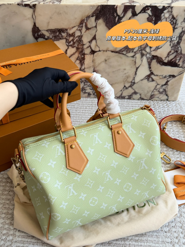 Louis Vuitton Speedy P9 Bandoulière 30 Monogram Canvas Shoulder Bag Light Green Gold Hardware M24424 