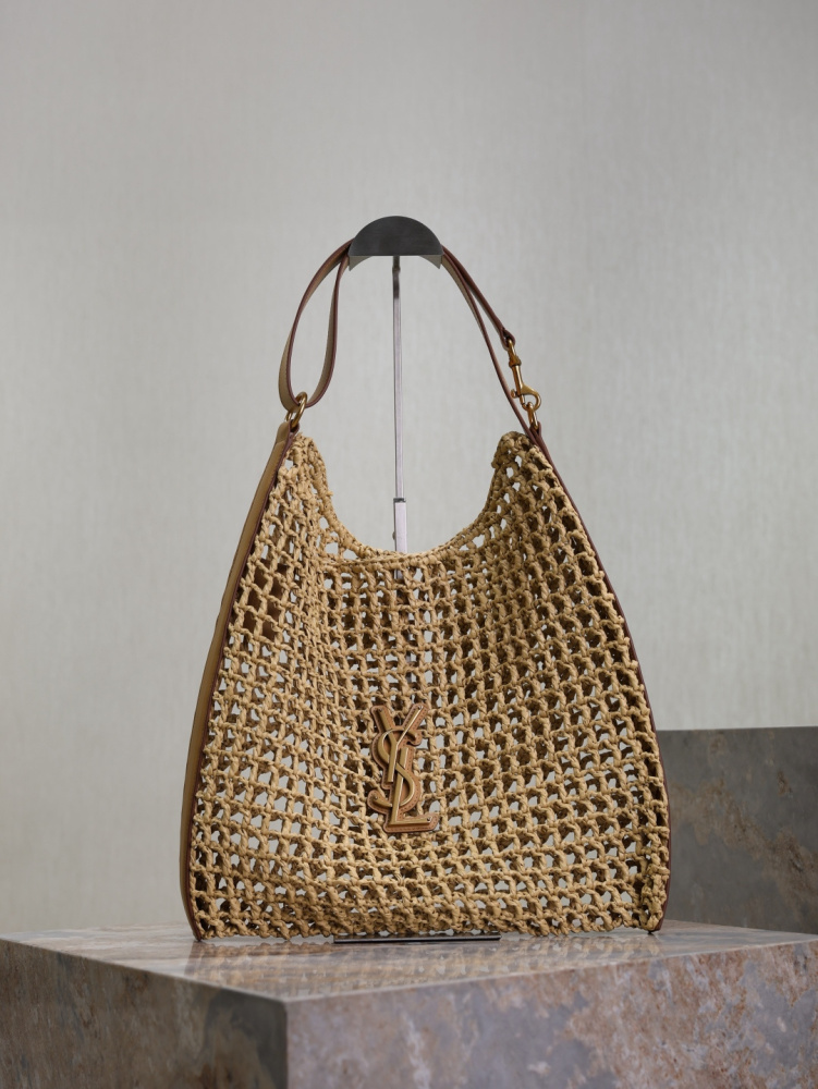 YSL Saint Laurent Oxalis Raffia Open-Weave Tote Bag 781289