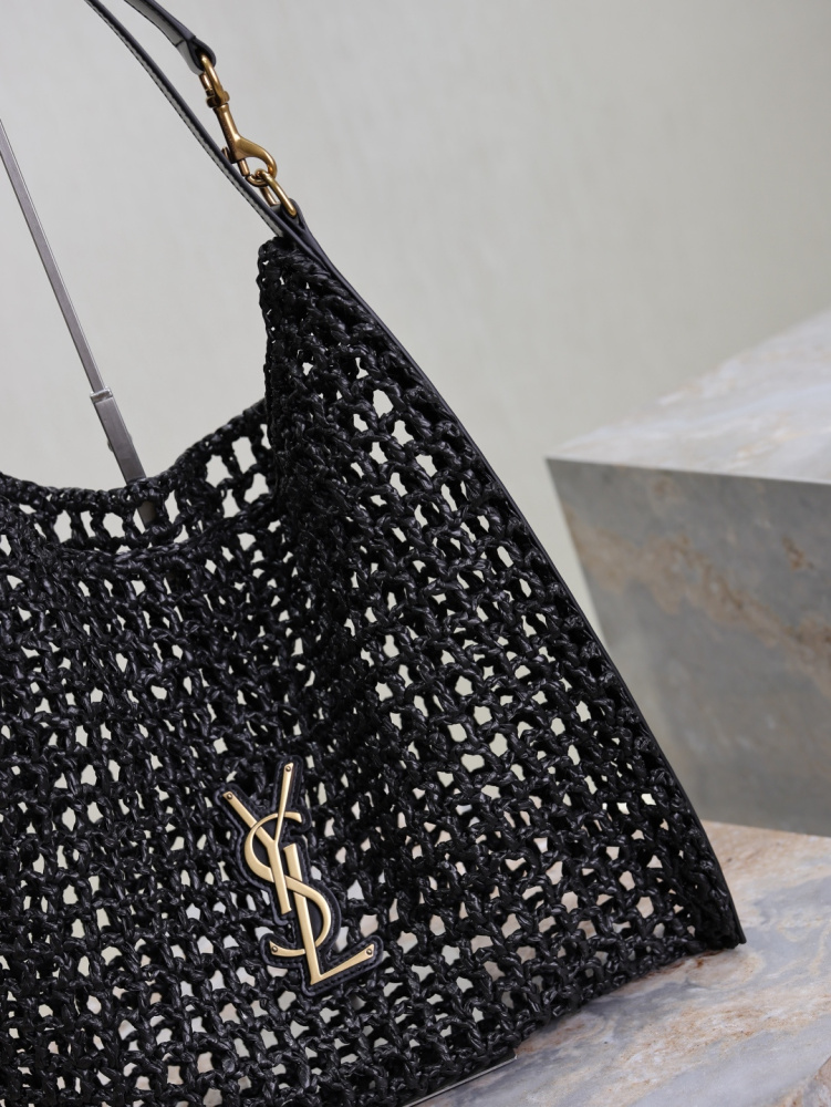 YSL Saint Laurent Oxalis Raffia Open-Weave Tote Bag 781289