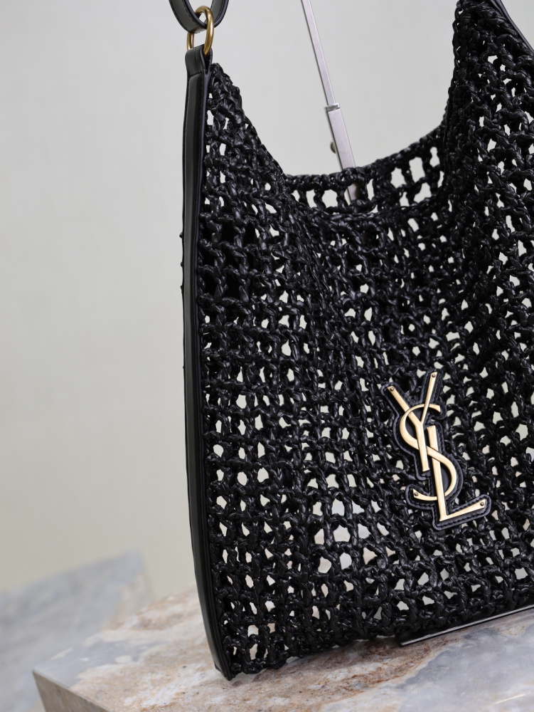 YSL Saint Laurent Oxalis Raffia Open-Weave Tote Bag 781289