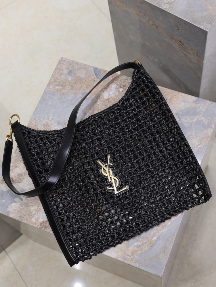YSL Saint Laurent Oxalis Raffia Open-Weave Tote Bag 781289