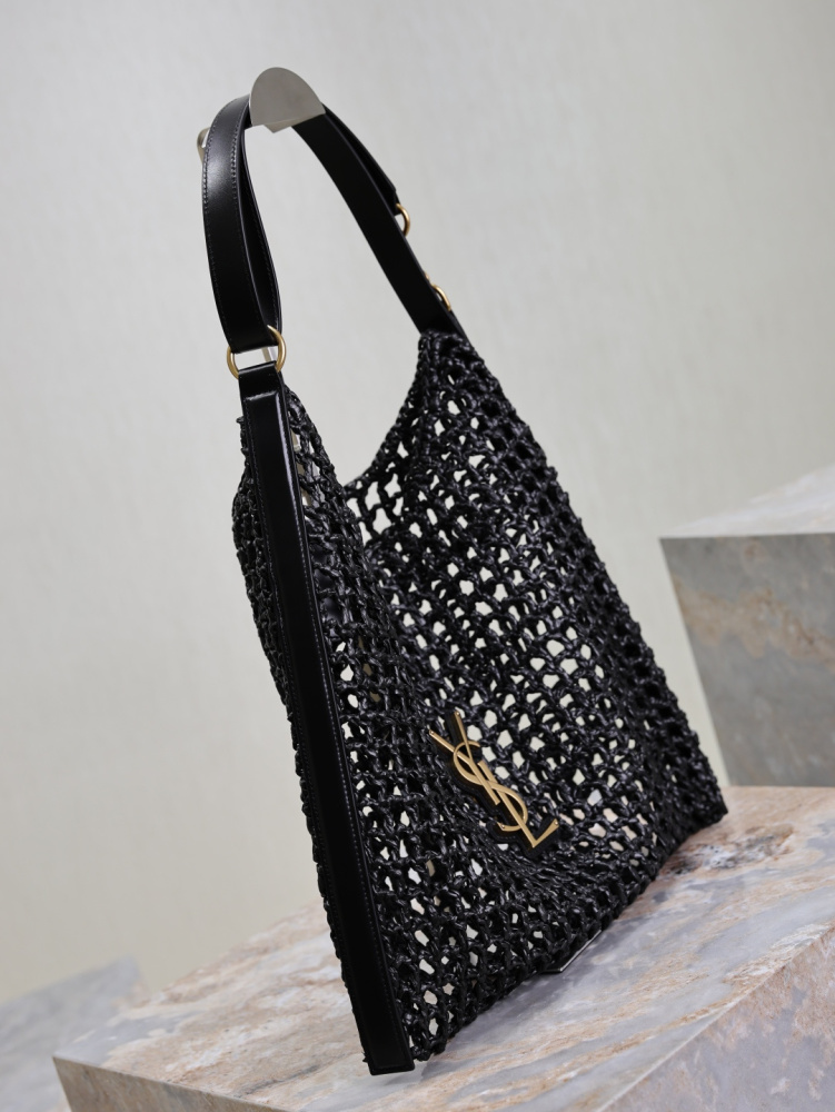 YSL Saint Laurent Oxalis Raffia Open-Weave Tote Bag 781289