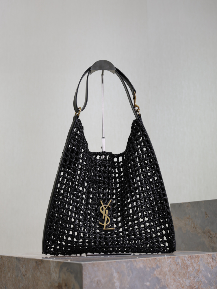 YSL Saint Laurent Oxalis Raffia Open-Weave Tote Bag 781289