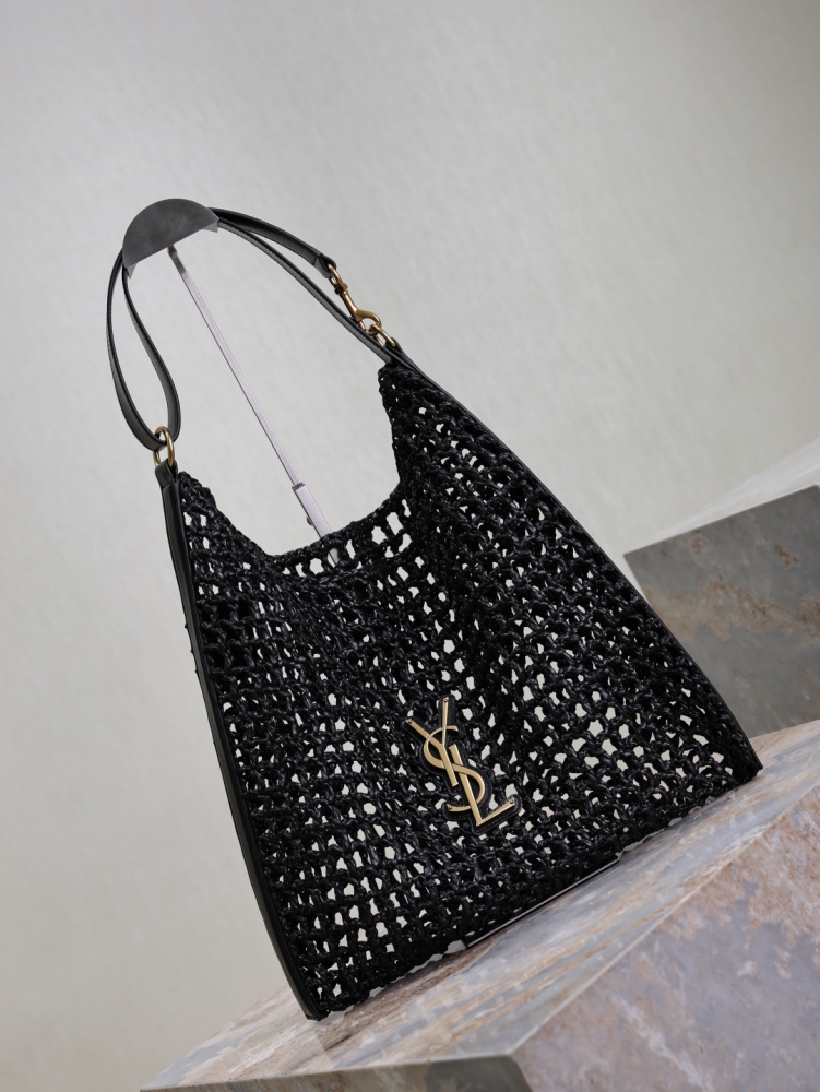 YSL Saint Laurent Oxalis Raffia Open-Weave Tote Bag 781289