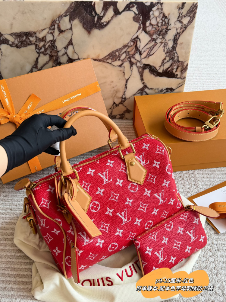 Louis Vuitton Speedy P9 Bandoulière 25 Monogram Canvas Shoulder Bag Pink Gold Hardware M24423 