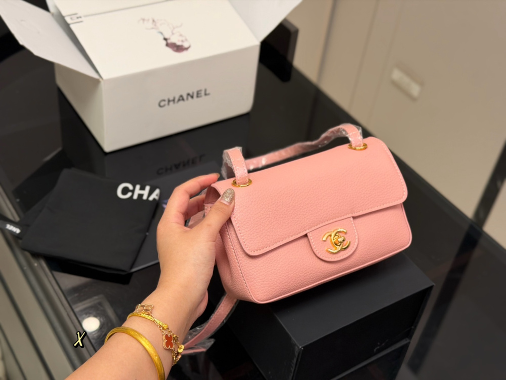 Chanel 26B New CF Burgundy Caviar Textured Leather with Gold Hardware Crossbody Shoulder Bag