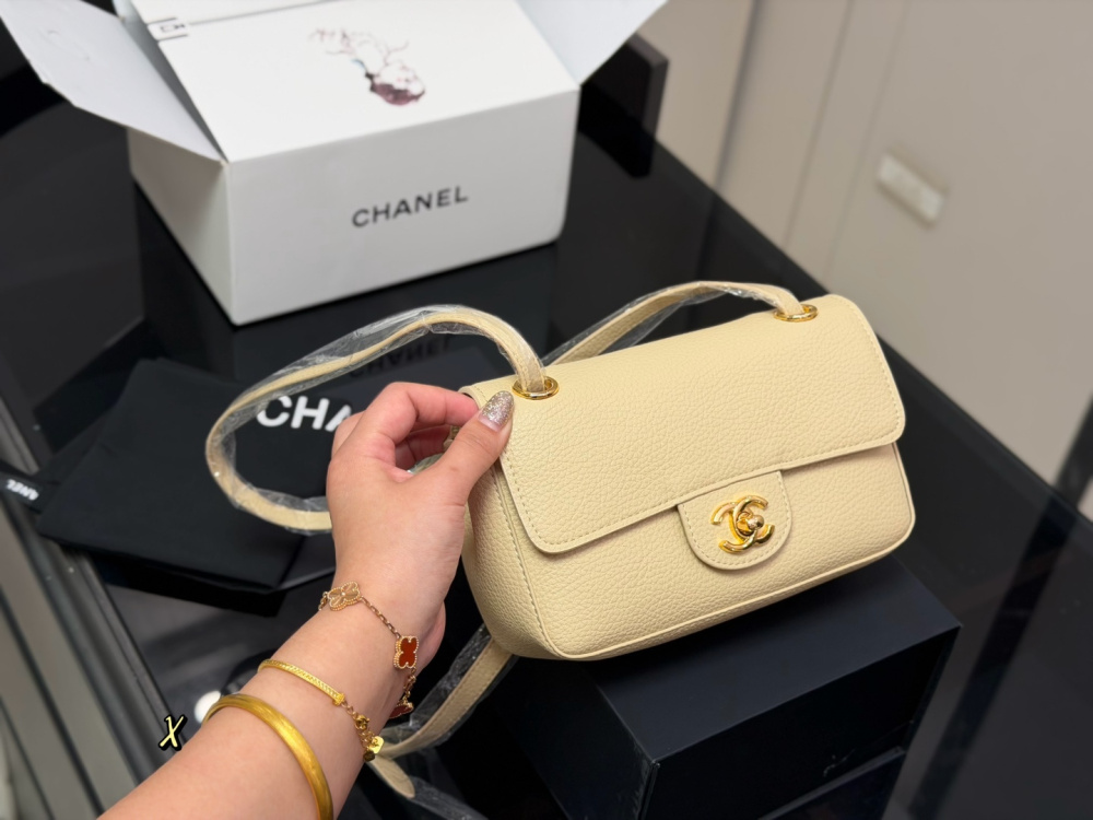 Chanel 26B New CF Burgundy Caviar Textured Leather with Gold Hardware Crossbody Shoulder Bag