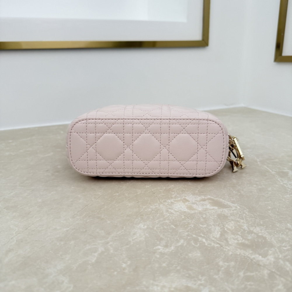 Dior Mini Toujours Hobo Bag, Cannage Quilted Lambskin Women Handbag with Detachable Chain Strap