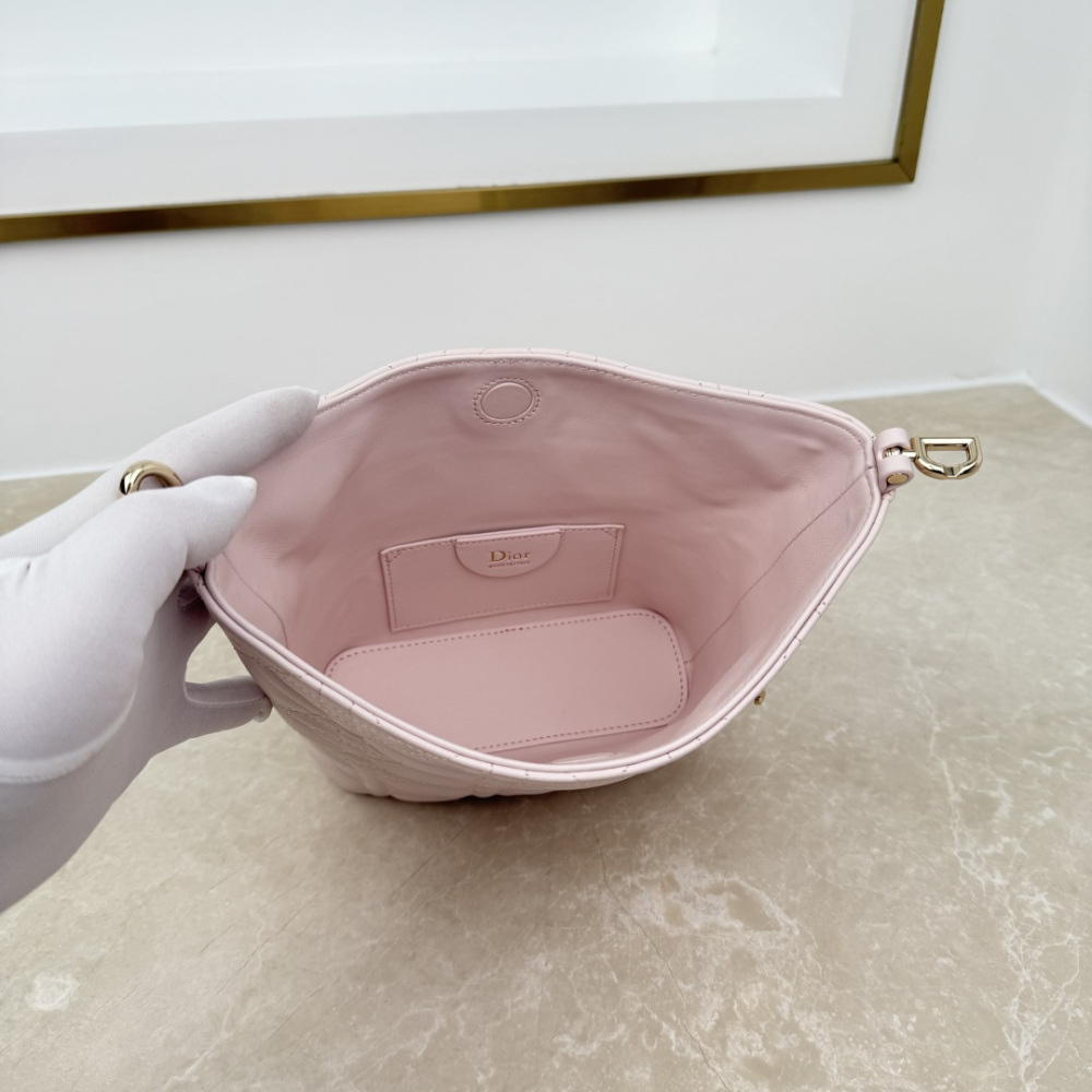 Dior Mini Toujours Hobo Bag, Cannage Quilted Lambskin Women Handbag with Detachable Chain Strap