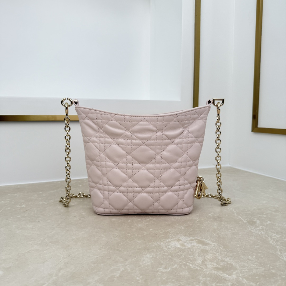 Dior Mini Toujours Hobo Bag, Cannage Quilted Lambskin Women Handbag with Detachable Chain Strap