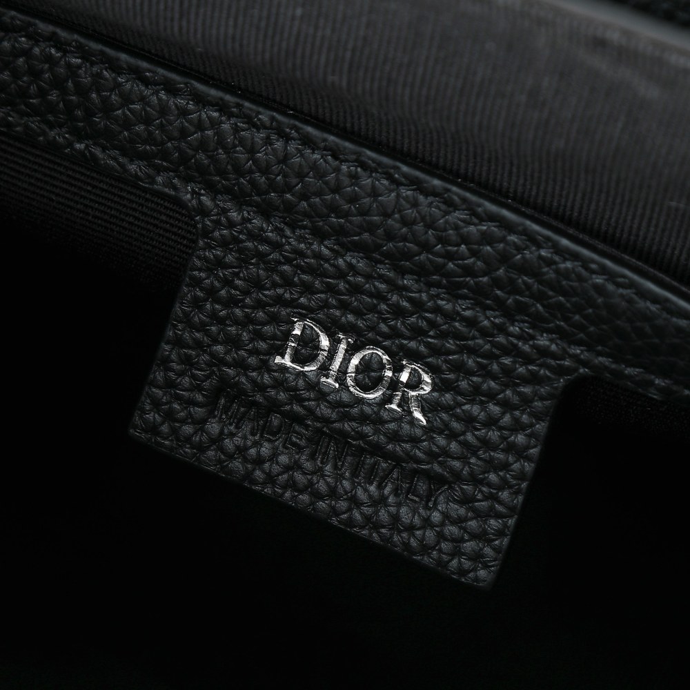 Dior Jett Style Messenger Bag with Flap, Embossed Grained Calfskin Leather Men's Crossbody Shoulder Bag