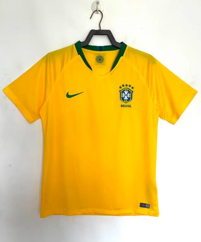2018 Brazil Home Jersey - Yellow No. 10 Neymar, No. 20 Firmino - High-end Fabric Short-Sleeve Jersey with Printed Numbers