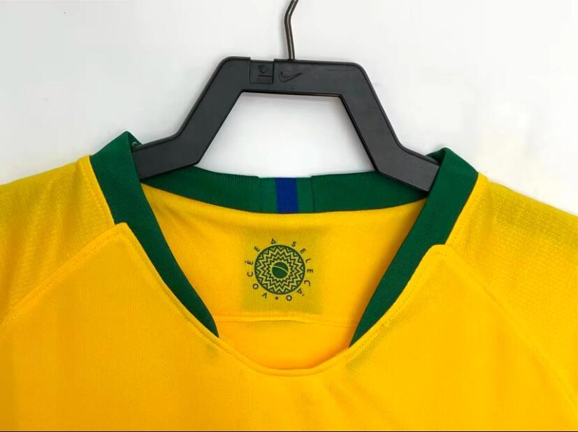 2018 Brazil Home Jersey - Yellow No. 10 Neymar, No. 20 Firmino - High-end Fabric Short-Sleeve Jersey with Printed Numbers