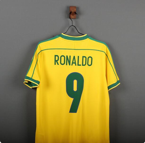 1998 Brazilian Ronaldo No. 9 football jersey, Rivaldo No. 10 short-sleeved suit, breathable and quick-drying new.