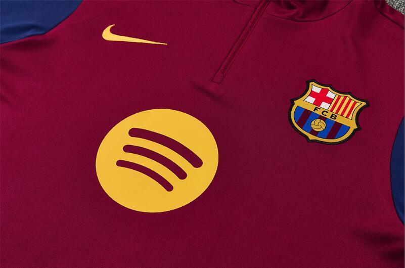2627 Barcelona Red Half-Length Long-Sleeve Football Training Suit Set Men's Barça Custom Jersey Sports
