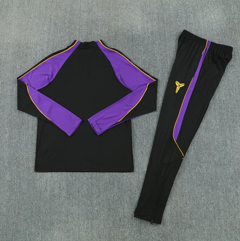 2627 Barcelona Black Half-Length Long-Sleeve Football Training Suit Set Men's Barça Custom Jersey Sports