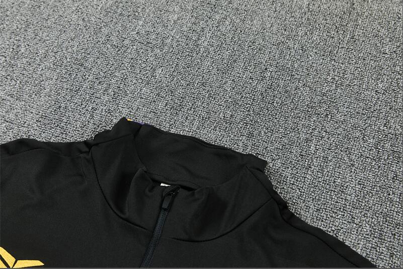 2627 Barcelona Black Half-Length Long-Sleeve Football Training Suit Set Men's Barça Custom Jersey Sports
