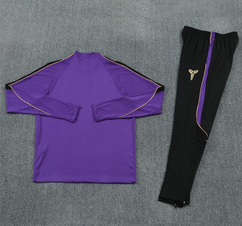 2627 Barcelona Purple Half-Length Long-Sleeve Football Training Suit Set Men's Barça Custom Jersey Sports