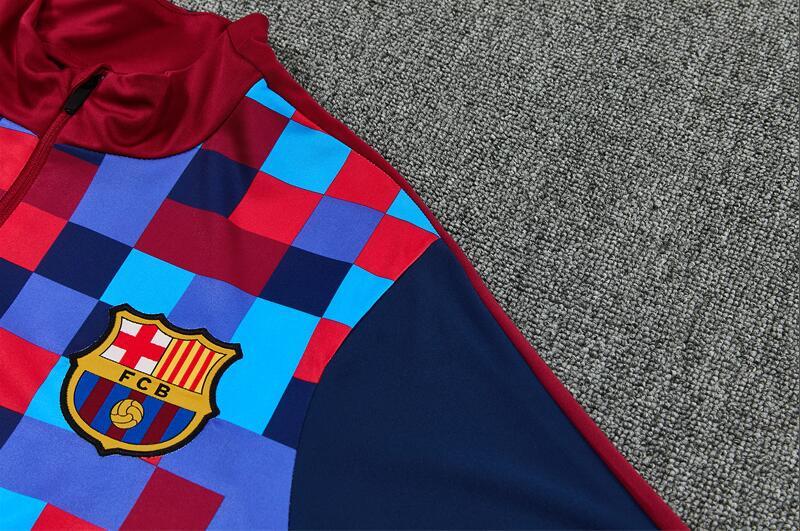 2627 Barcelona Red and Blue Half-Length Long-Sleeve Football Training Suit Set Men's Barça Custom Jersey Sports
