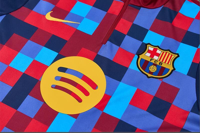 2627 Barcelona Red and Blue Half-Length Long-Sleeve Football Training Suit Set Men's Barça Custom Jersey Sports