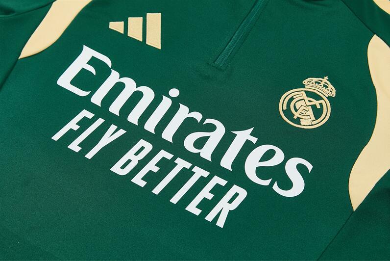 Real Madrid green long-sleeved football training jersey, men's, 2627, pre-match warm-up trousers, sports team uniform