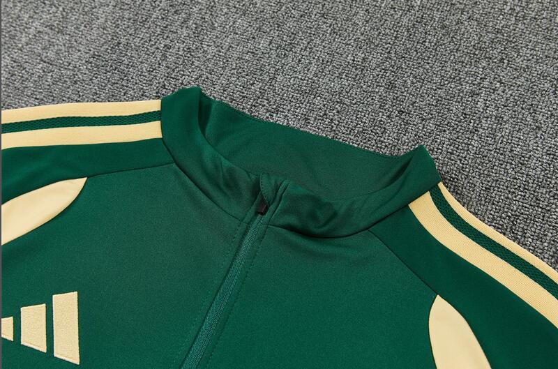 Real Madrid green long-sleeved football training jersey, men's, 2627, pre-match warm-up trousers, sports team uniform