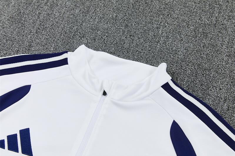 2627 Real Madrid Club White Half-Drawstring Long-Sleeve Cristiano Ronaldo Football Training Suit Set Children's and Adult Customized Jersey Sports
