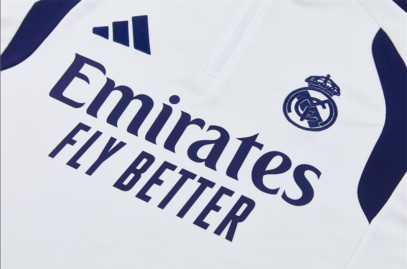 2627 Real Madrid Club White Half-Drawstring Long-Sleeve Cristiano Ronaldo Football Training Suit Set Children's and Adult Customized Jersey Sports