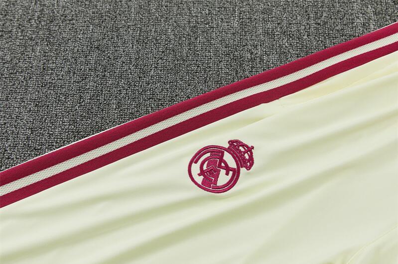 2627 Real Madrid Club Beige Half-Length Long-Sleeve Cristiano Ronaldo Football Training Suit Set for Children and Adults Customized Jersey Sports