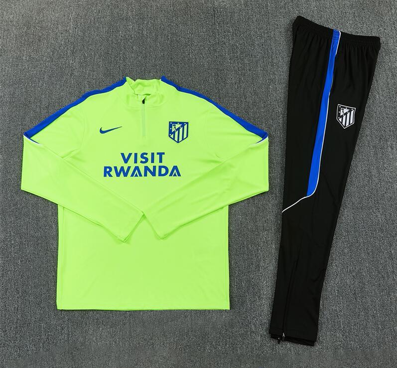 2627 Atletico Madrid fluorescent green club football jersey, adult and children's set, men's short-sleeved custom printed sportswear jersey