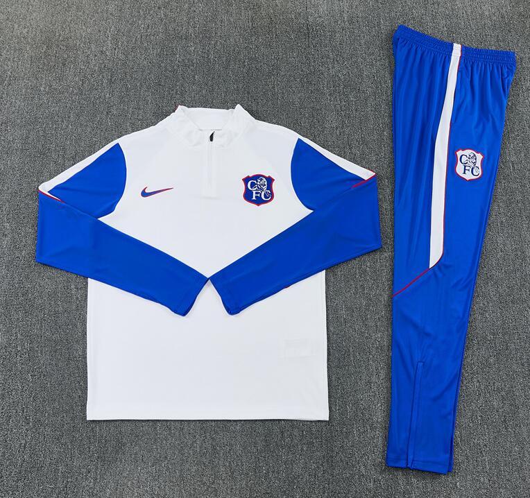 2627 Chelsea White Half-Drape Adult Long-Sleeve Soccer Training Suit Set Children's Printed Custom Jersey