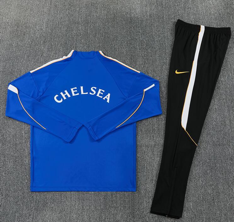 2627 Chelsea Blue Half-Length Adult Long-Sleeve Soccer Training Suit Set, Children's Custom Printed Jersey