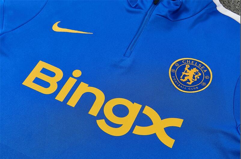 2627 Chelsea Blue Half-Length Adult Long-Sleeve Soccer Training Suit Set, Children's Custom Printed Jersey