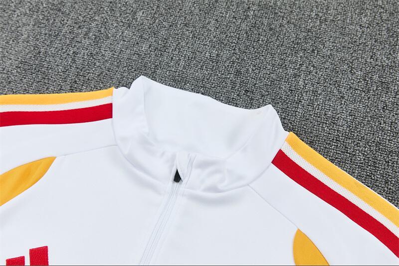 2627 Spain White World Cup Half-Length Adult Long-Sleeve Soccer Training Suit Set for Children with Printed Custom Jersey