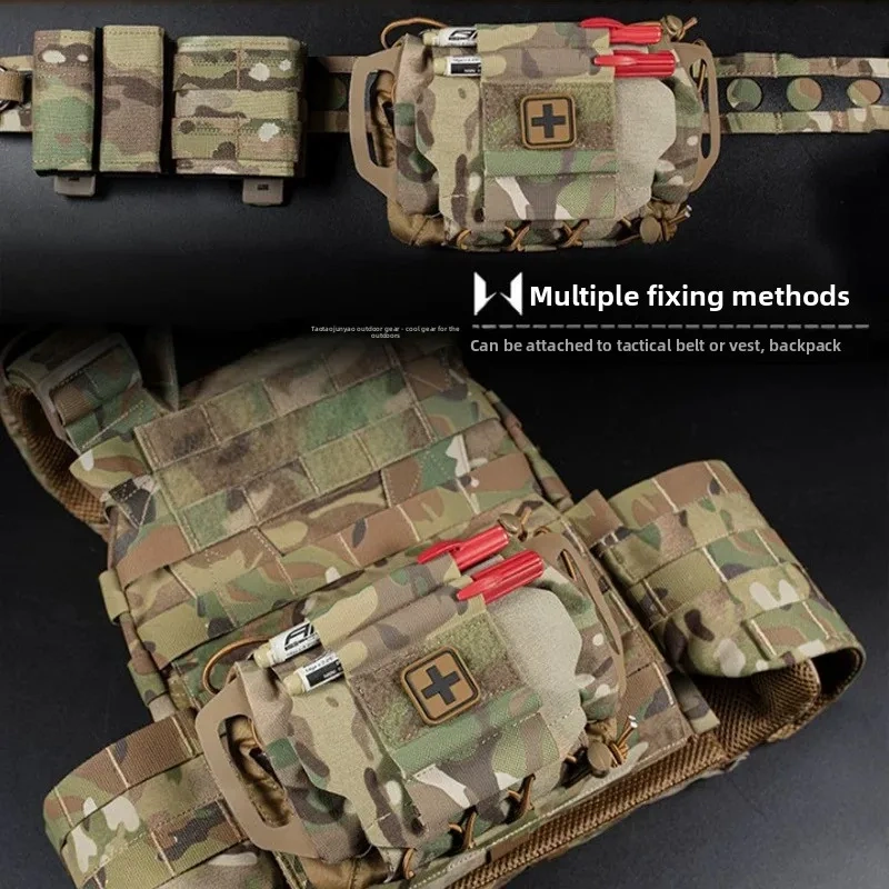 Tactical Medical First Aid Bag Compact Trauma Pouch Camo Style for Hunting Vest Plate Carrier Waist Belt Gear,Elapid Tactical,Compact Trauma Pouch Camo Style  Tactical Medical First Aid Bag for Hunting Vest Plate Carrier Waist Belt Gear