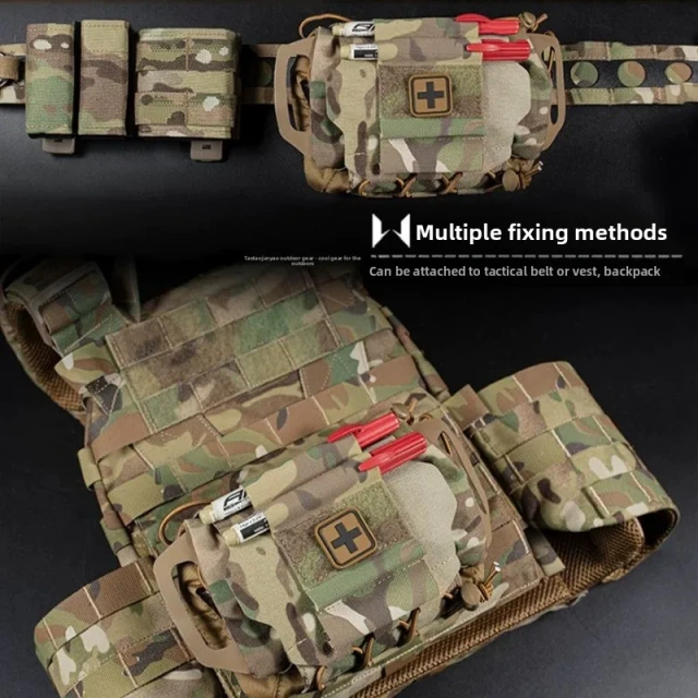 Tactical Medical First Aid Bag Compact Trauma Pouch Camo Style for Hunting Vest Plate Carrier Waist Belt Gear,Elapid Tactical,Compact Trauma Pouch Camo Style  Tactical Medical First Aid Bag for Hunting Vest Plate Carrier Waist Belt Gear