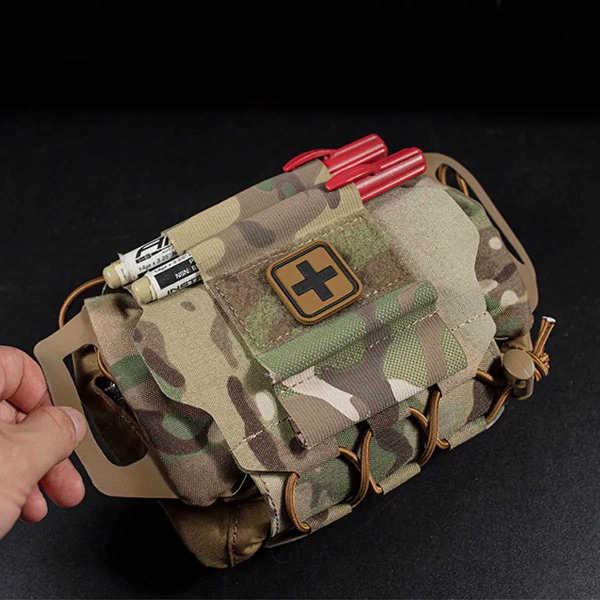 Tactical Medical First Aid Bag Compact Trauma Pouch Camo Style for Hunting Vest Plate Carrier Waist Belt Gear,Elapid Tactical,Compact Trauma Pouch Camo Style  Tactical Medical First Aid Bag for Hunting Vest Plate Carrier Waist Belt Gear