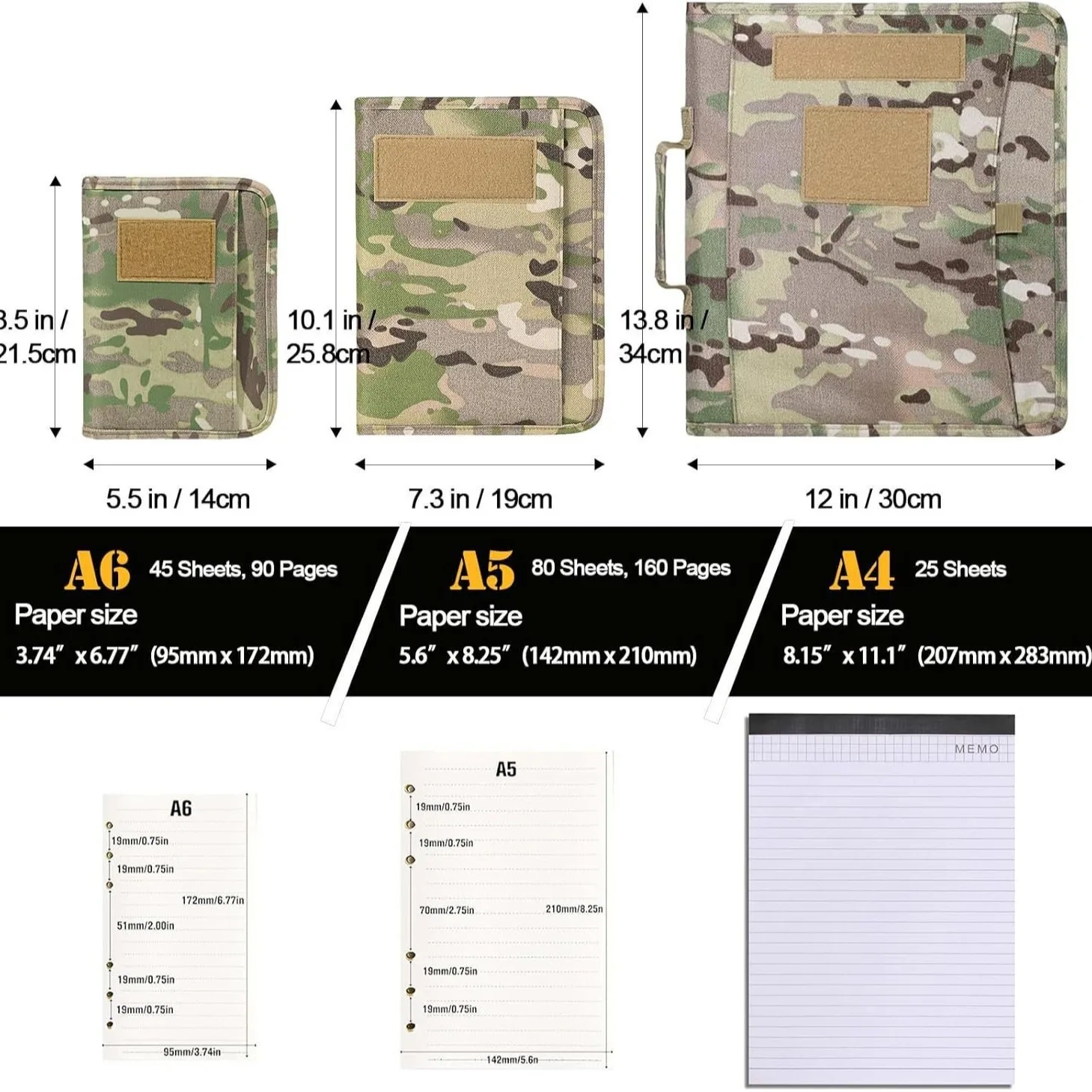 Tactical Stationery Outdoor Tactical Portable Notebook Detachable Loose Leaf A5 Notebook Protective Cover