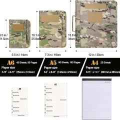 Tactical Stationery Outdoor Tactical Portable Notebook Detachable Loose Leaf A5 Notebook Protective Cover