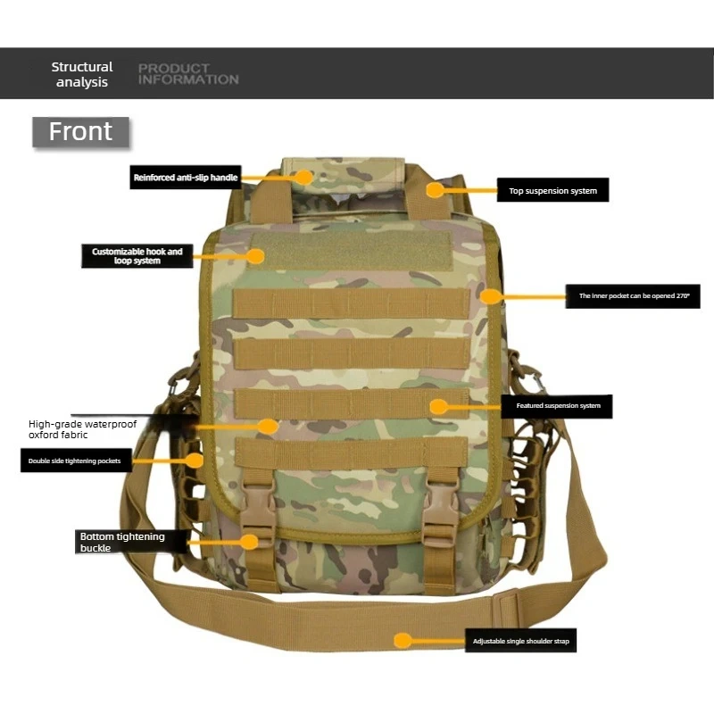 Outdoor hunting tactical backpack, men's travel large-capacity canvas backpack, hiking and camping camouflage backpack