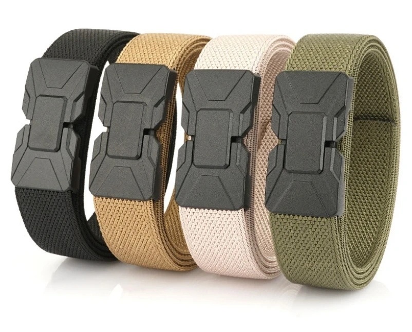 3.5cm Magnetic Buckle Elastic Tactical Belt Outdoor Hunting Mountaineering Multi functional Nylon Canvas Woven Pants Belt