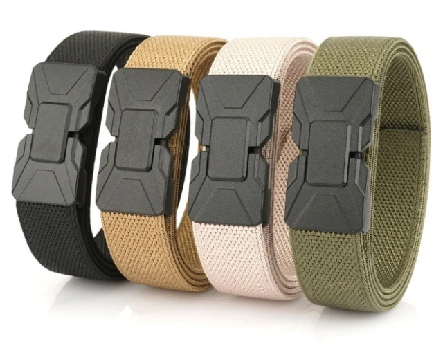 3.5cm Magnetic Buckle Elastic Tactical Belt Outdoor Hunting Mountaineering Multi functional Nylon Canvas Woven Pants Belt