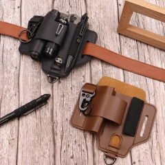 Tactical Multi Tool Belt Leather Bag Portable Tool Storage Bag Holster Key Holder Outdoor Camping Hunting Waist Leather Pocket