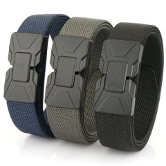 3.5cm Magnetic Buckle Elastic Tactical Belt Outdoor Hunting Mountaineering Multi functional Nylon Canvas Woven Pants Belt