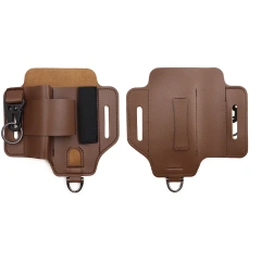 Tactical Multi Tool Belt Leather Bag Portable Tool Storage Bag Holster Key Holder Outdoor Camping Hunting Waist Leather Pocket