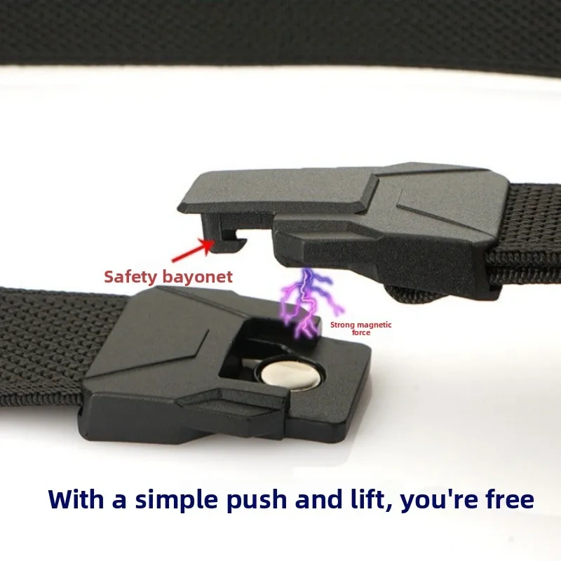 3.5cm Magnetic Buckle Elastic Tactical Belt Outdoor Hunting Mountaineering Multi functional Nylon Canvas Woven Pants Belt